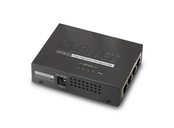 PoE Injector 4-port 802.3at 30W Hub Planet: high power